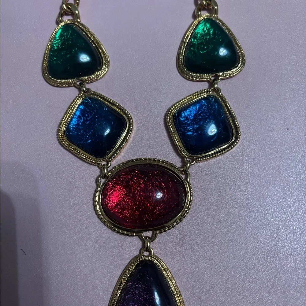 Vintage KJL for Avon Caprianti Multi Color Lucite, 1993,  18" Drop necklace. - Picture 2 of 4